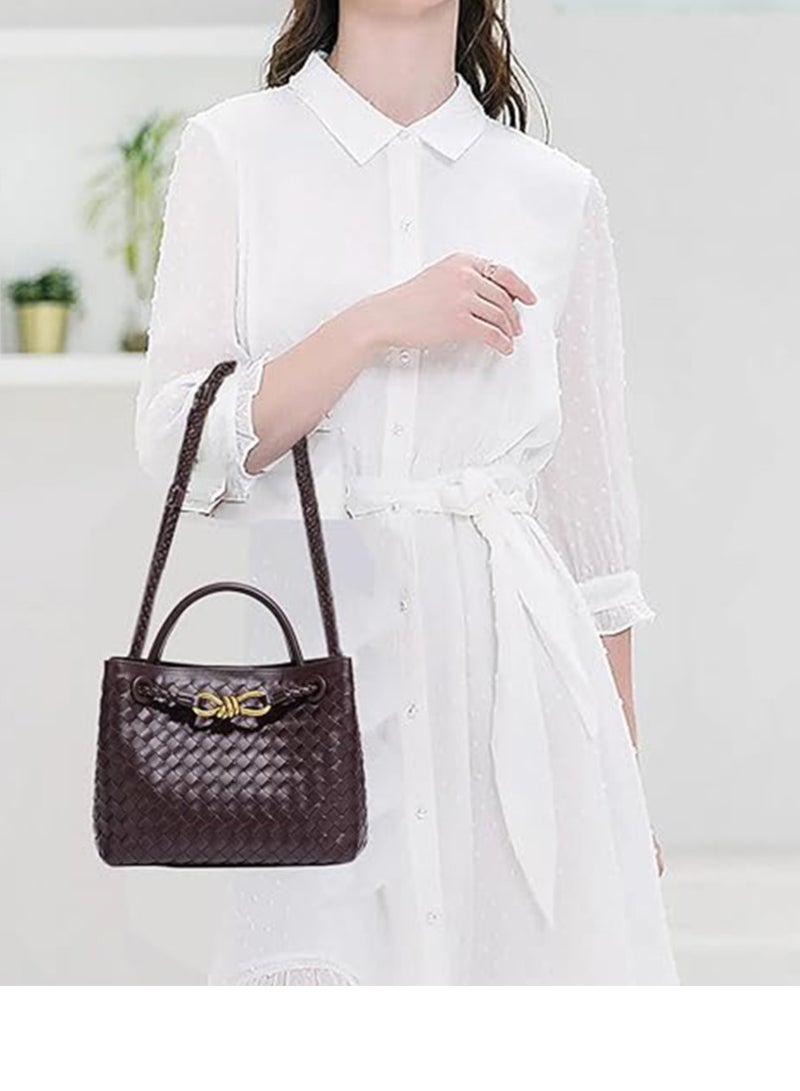 Woven Hobo Bags for Women Fashion Leather Woven Tote Shoulder Bag Purses Tote Handbag - Image 2