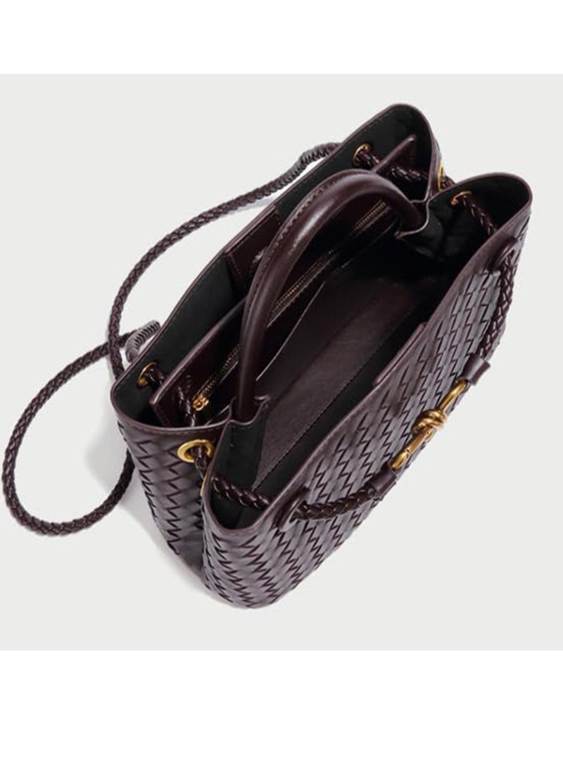Woven Hobo Bags for Women Fashion Leather Woven Tote Shoulder Bag Purses Tote Handbag - Image 4