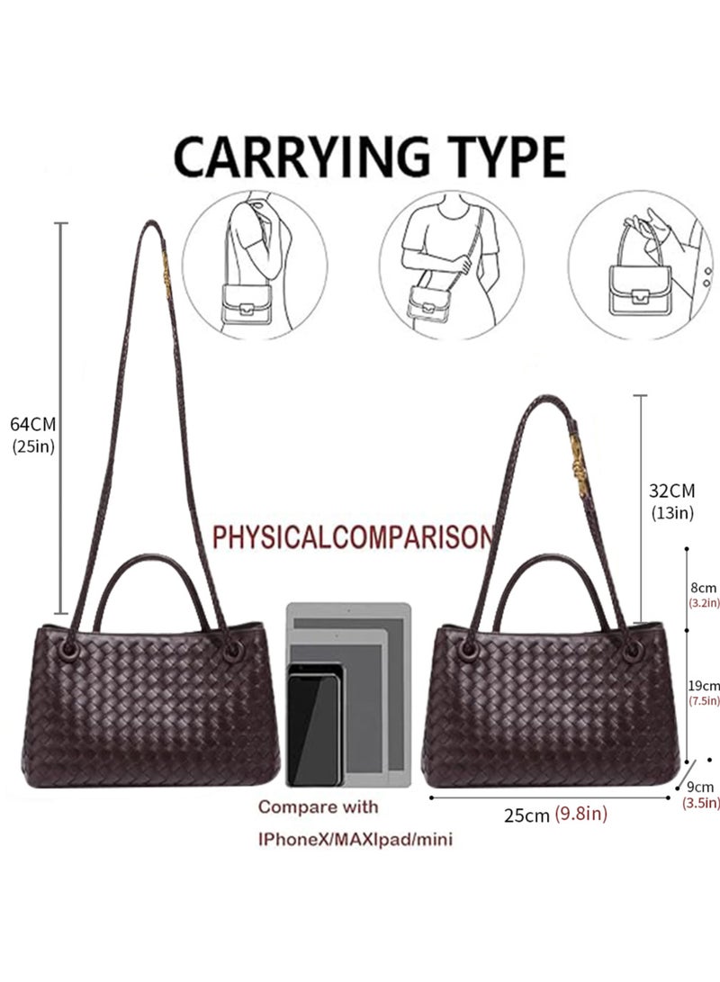 Woven Hobo Bags for Women Fashion Leather Woven Tote Shoulder Bag Purses Tote Handbag - Image 5