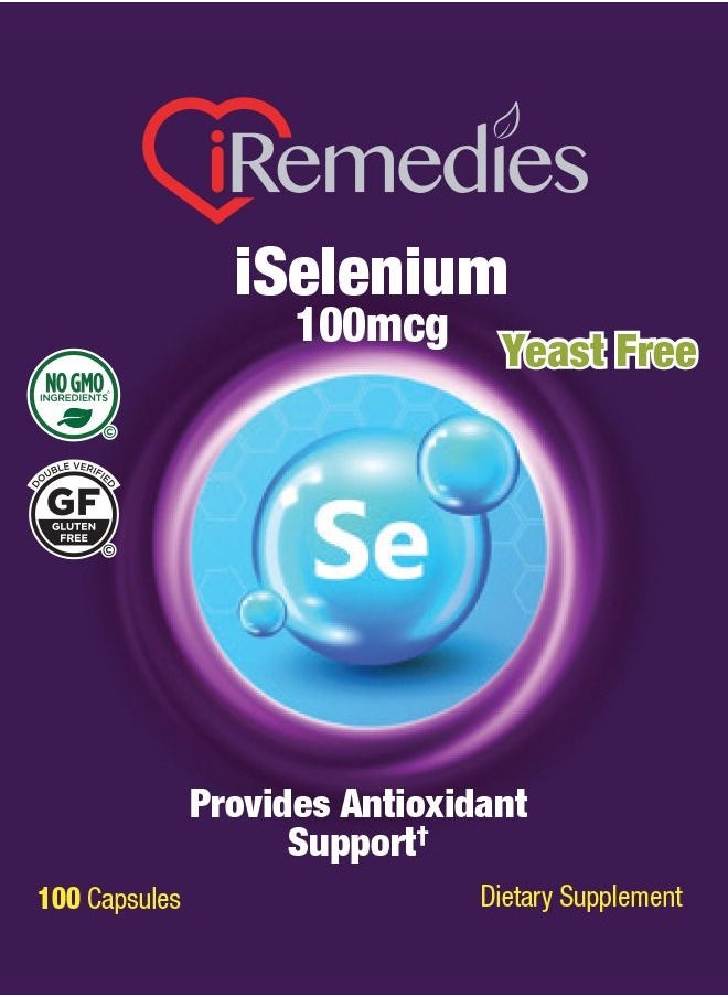 iRemedies iRemedies iSelenium 100mcg – Antioxidant Mineral Supplement for Thyroid, Immune, and Cellular Health – 100 Capules  - Image 2