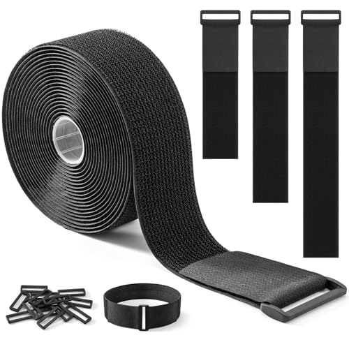Trilancer 2''x 16Ft Heavy Duty Hook and Loop Straps with 15 Buckles – Adjustable, Cut-to-Length, Reusable Cinch Straps for Securing Cables, Hoses, Pipes, and More - Image 1
