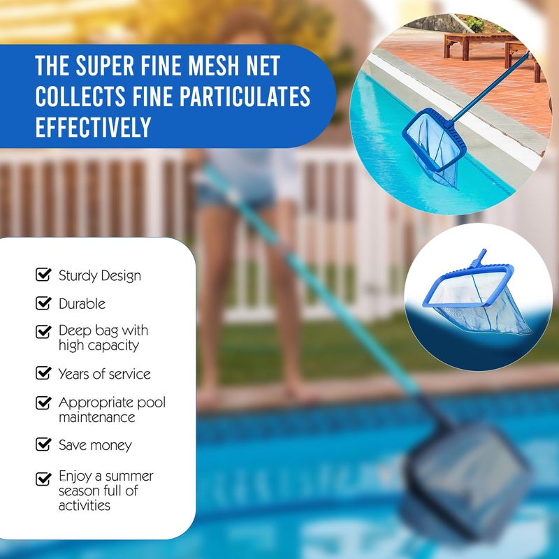 ORILEY Swimming Pool Skimmer Net, Heavy Duty Pool Leaf Rake with Ultra Deep Fine Mesh Net Bag, Fast Cleaning Tool for Inground & Above Ground Pool (Random Color) - Image 3
