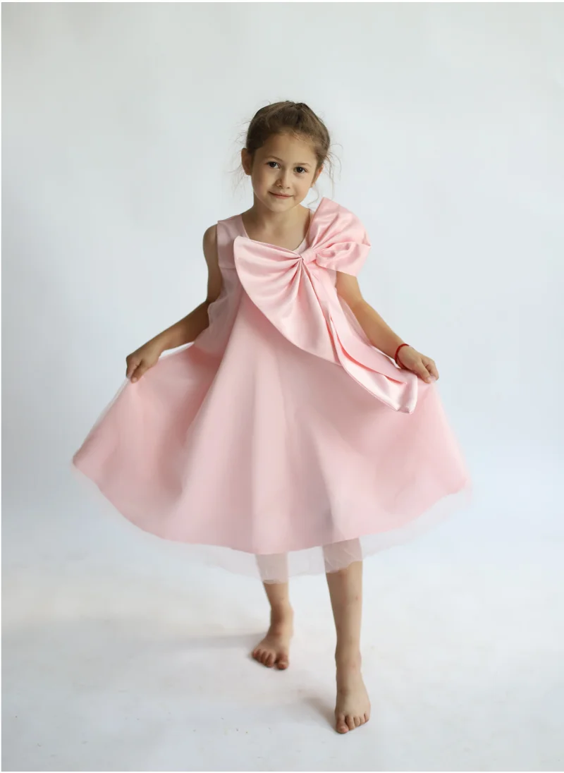 دىدانيالا D' Daniela - Big Bow Front Party Dress Bean Powder