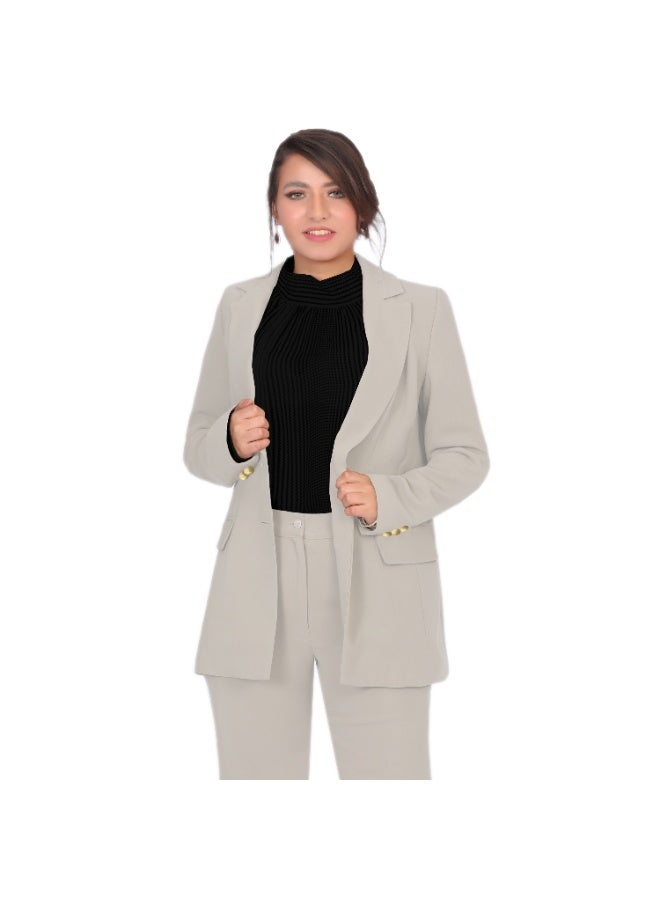 Smoky Egypt Elegant Lady Solid Blazer-Cafe - Image 1