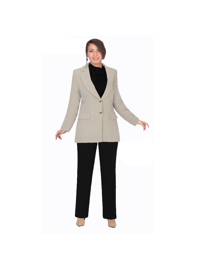 Smoky Egypt Elegant Lady Solid Blazer-Cafe - Image 2