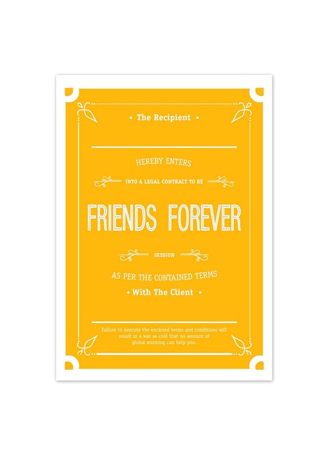 Oye Happy - Friendship Contract - Funny Contract for Best Friend/BFFs