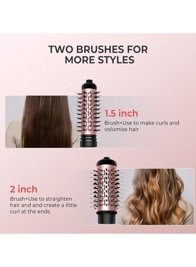مجفف شعر بفرشاة، فرشاة دوارة دائرية 3 في 1 مع 2 فرشاة (5.1 سم و 3.8 سم)، مكثف أيونات سلبية، 2 فرشاة تجعيد دوارة قابلة للفصل، جفف شعرك كما تريد - Image 4