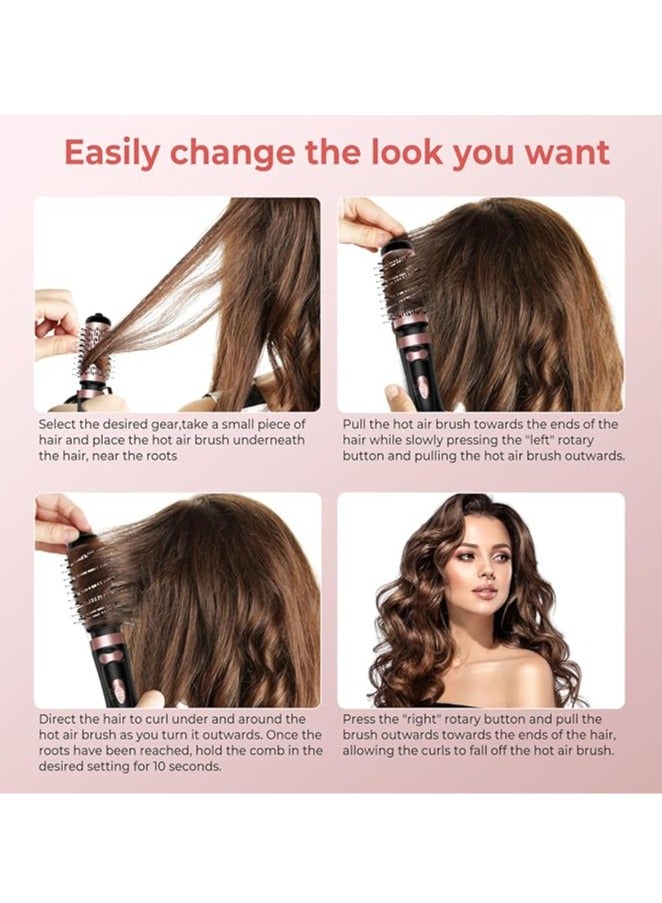مجفف شعر بفرشاة، فرشاة دوارة دائرية 3 في 1 مع 2 فرشاة (5.1 سم و 3.8 سم)، مكثف أيونات سلبية، 2 فرشاة تجعيد دوارة قابلة للفصل، جفف شعرك كما تريد - Image 5