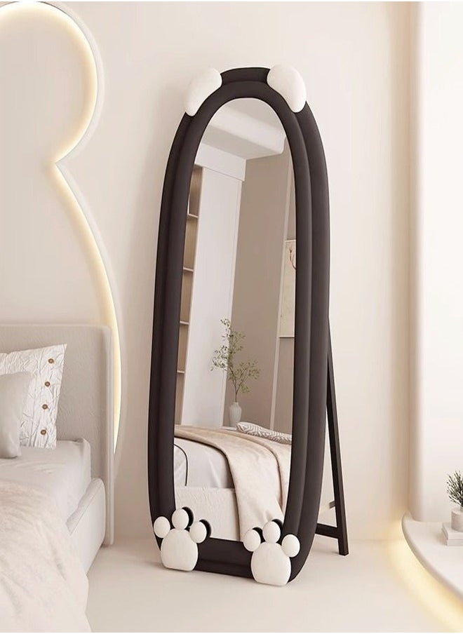 fashionhome - Modern Rabbit Design Full Length Mirror Standing Hanging or Leaning Against Wall Large Bedroom Floor Mirror Dressing Mirror Wall-Mounted Mirror Wood Frame Wavy Mirror Round Corner 60x160 cm - Image 1