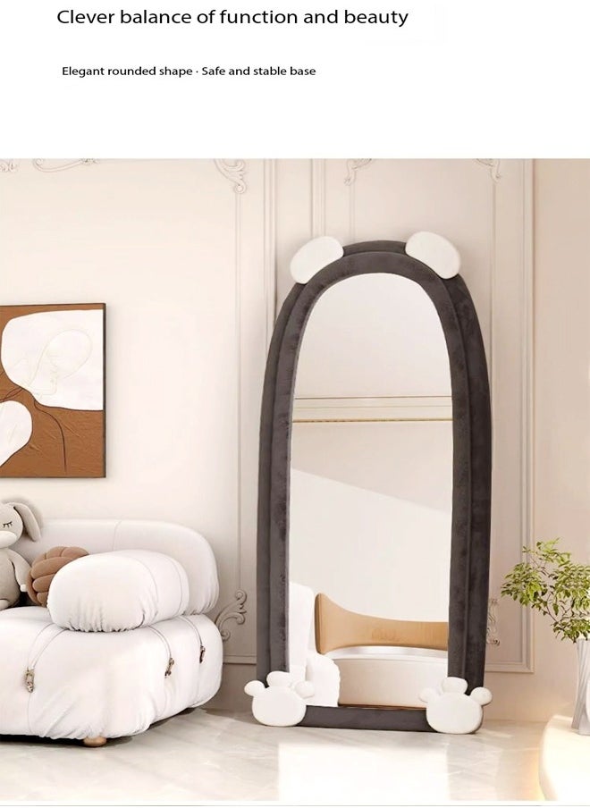 fashionhome - Modern Rabbit Design Full Length Mirror Standing Hanging or Leaning Against Wall Large Bedroom Floor Mirror Dressing Mirror Wall-Mounted Mirror Wood Frame Wavy Mirror Round Corner 60x160 cm - Image 1