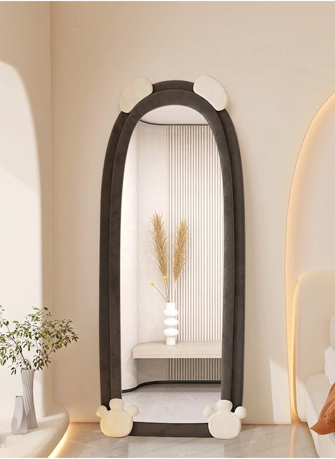 fashionhome - Modern Rabbit Design Full Length Mirror Standing Hanging or Leaning Against Wall Large Bedroom Floor Mirror Dressing Mirror Wall-Mounted Mirror Wood Frame Wavy Mirror Round Corner 60x160 cm - Image 1
