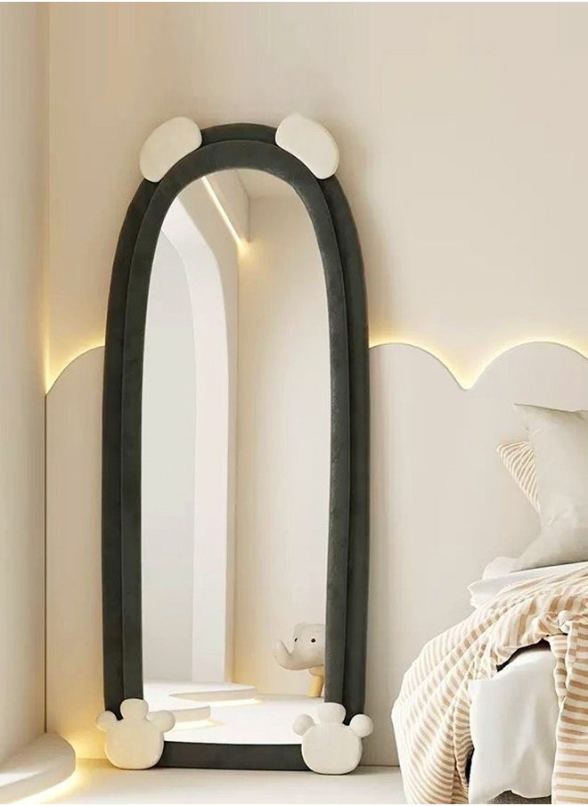 fashionhome - Modern Rabbit Design Full Length Mirror Standing Hanging or Leaning Against Wall Large Bedroom Floor Mirror Dressing Mirror Wall-Mounted Mirror Wood Frame Wavy Mirror Round Corner 60x160 cm - Image 1