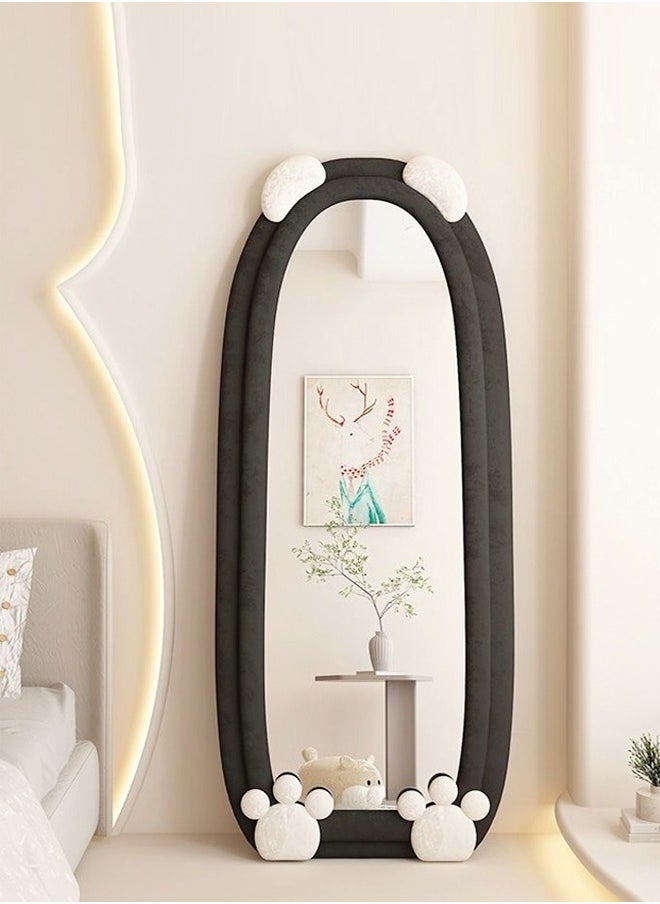 fashionhome - Modern Rabbit Design Full Length Mirror Standing Hanging or Leaning Against Wall Large Bedroom Floor Mirror Dressing Mirror Wall-Mounted Mirror Wood Frame Wavy Mirror Round Corner 60x160 cm - Image 1