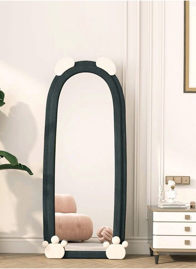 fashionhome - Modern Rabbit Design Full Length Mirror Standing Hanging or Leaning Against Wall Large Bedroom Floor Mirror Dressing Mirror Wall-Mounted Mirror Wood Frame Wavy Mirror Round Corner 60x160 cm - Image 1