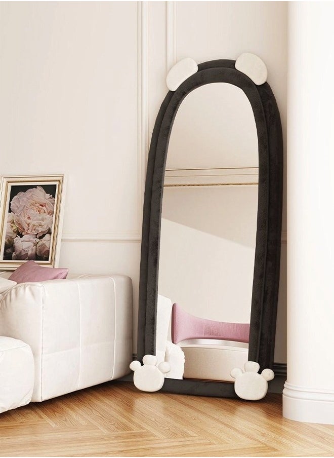 fashionhome - Modern Rabbit Design Full Length Mirror Standing Hanging or Leaning Against Wall Large Bedroom Floor Mirror Dressing Mirror Wall-Mounted Mirror Wood Frame Wavy Mirror Round Corner 60x160 cm - Image 1