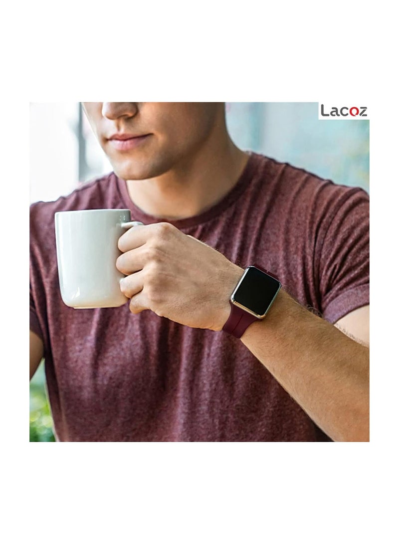 Lacoz High Quality Silicone Band iWatch Sports Strap with  Magnetic Lock for Apple Watch 44mm 45mm and Ultra 49mm 8 SE 7 6 5 Plum - Image 4
