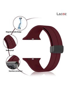 Lacoz Lacoz High Quality Silicone Band iWatch Sports Strap with  Magnetic Lock for Apple Watch 44mm 45mm and Ultra 49mm 8 SE 7 6 5 Plum  - Image 2