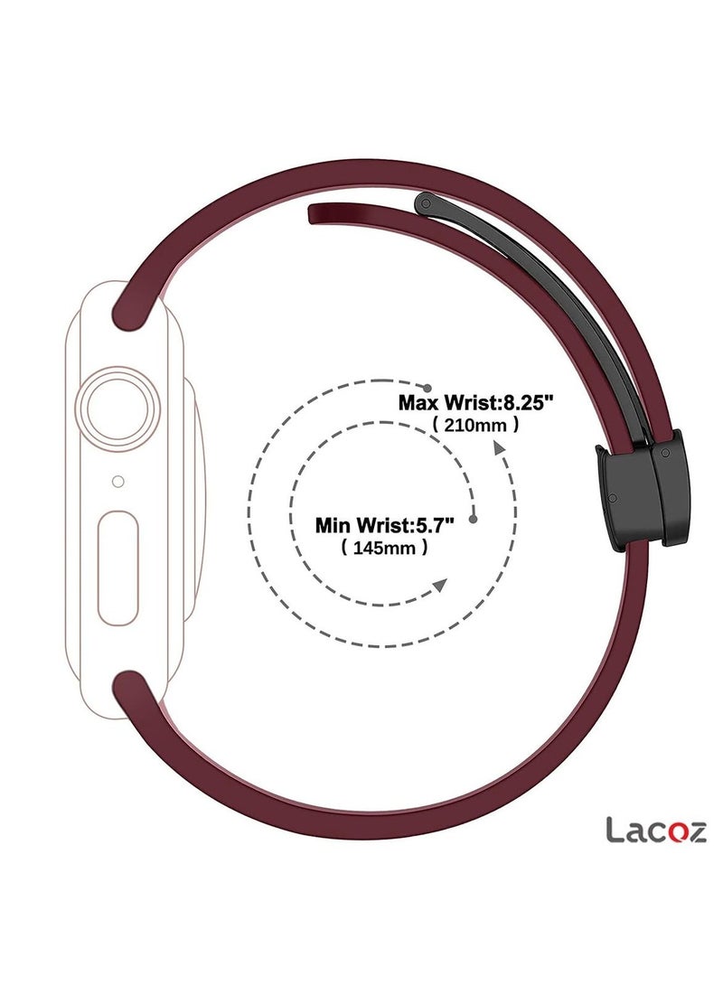 Lacoz High Quality Silicone Band iWatch Sports Strap with  Magnetic Lock for Apple Watch 44mm 45mm and Ultra 49mm 8 SE 7 6 5 Plum - Image 3