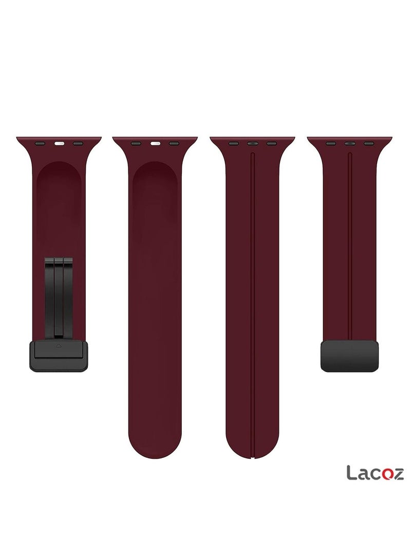 Lacoz High Quality Silicone Band iWatch Sports Strap with  Magnetic Lock for Apple Watch 44mm 45mm and Ultra 49mm 8 SE 7 6 5 Plum - Image 5