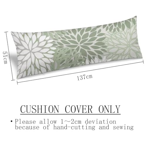 AELMARNEE Sage Green Body Pillow Cover Spring Floral Long Pillow Case with Zipper Decorative Soft Bedding Pillowcase Farmhouse Dahlia Pillow Covers Modern Flower Cushion Pillow Case for Bedroom,Couch,20"x54" - Image 3