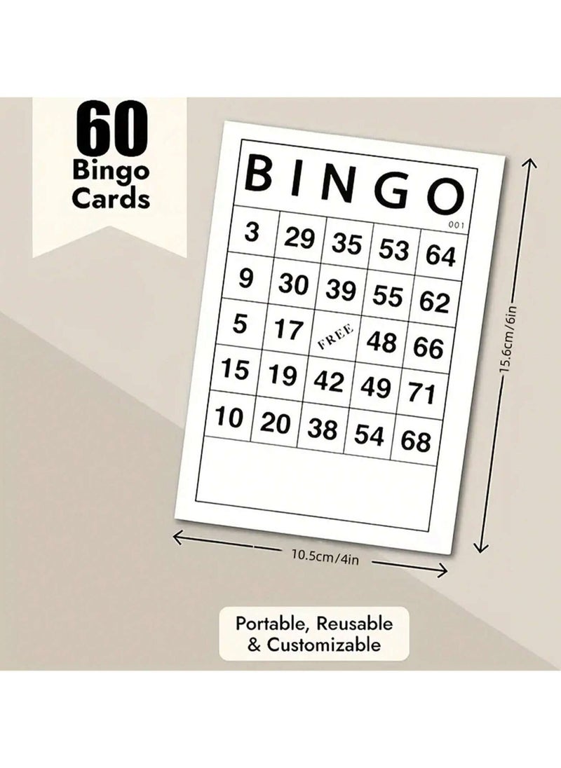 RedMapleTEK 60 Paper Bingo Game Cards With 60 Available Numbered Papers, Suitable For Bingo Supplies, Holiday Parties, Corporate Events, Classroom Games, Family Time  - Image 2
