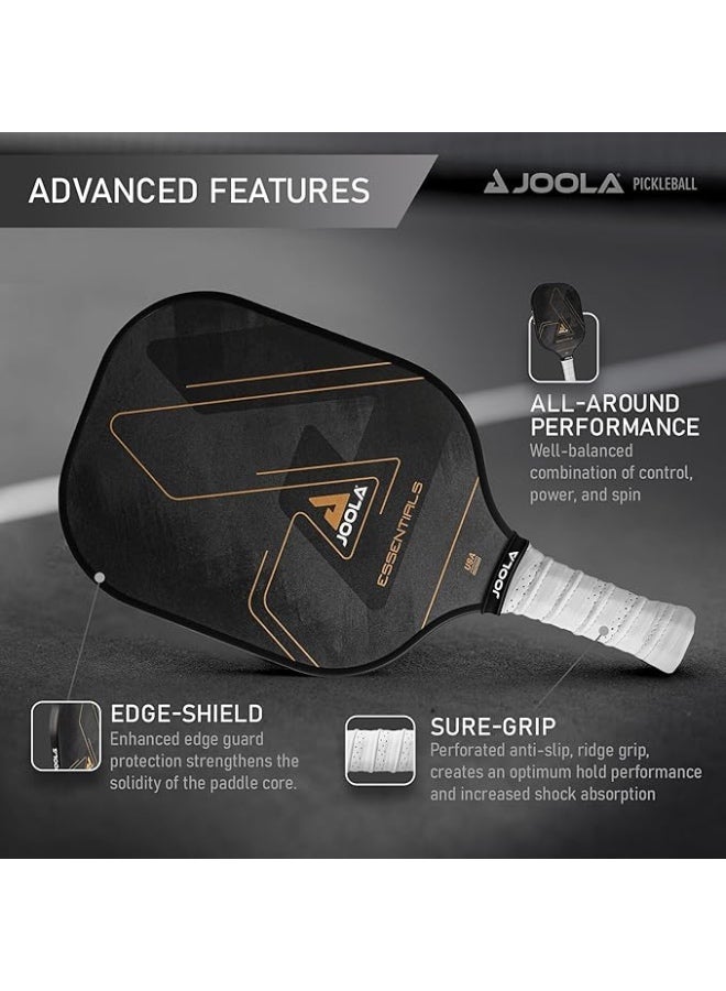JOOLA مضرب بيكلبول جوولا إيسينشالز - أسود | سطح من الألياف الزجاجية | نواة من خلية البوليمر | مضرب خفيف الوزن | مناسب للمبتدئين - Image 5