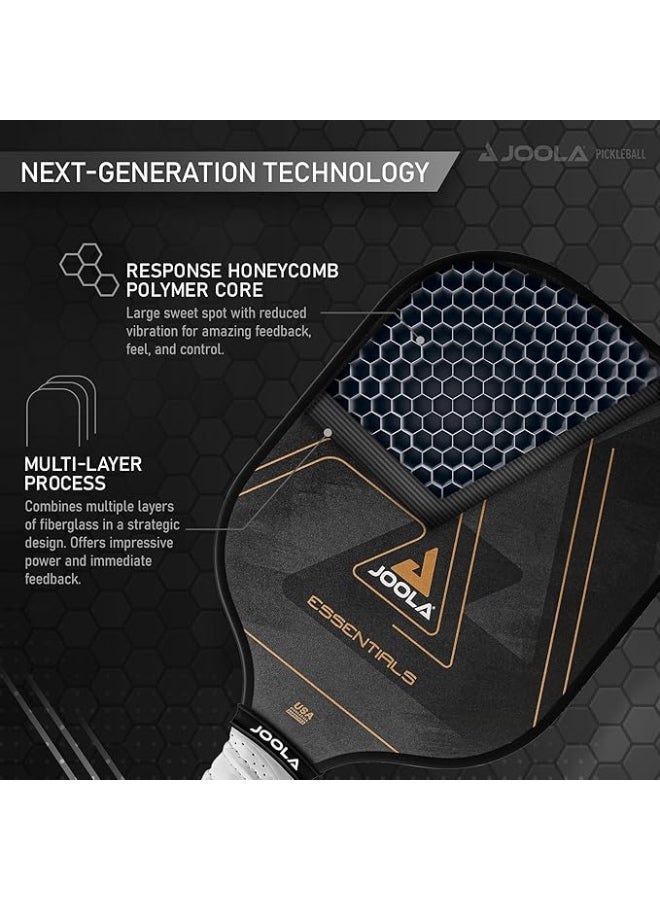 JOOLA مضرب بيكلبول جوولا إيسينشالز - أسود | سطح من الألياف الزجاجية | نواة من خلية البوليمر | مضرب خفيف الوزن | مناسب للمبتدئين - Image 3