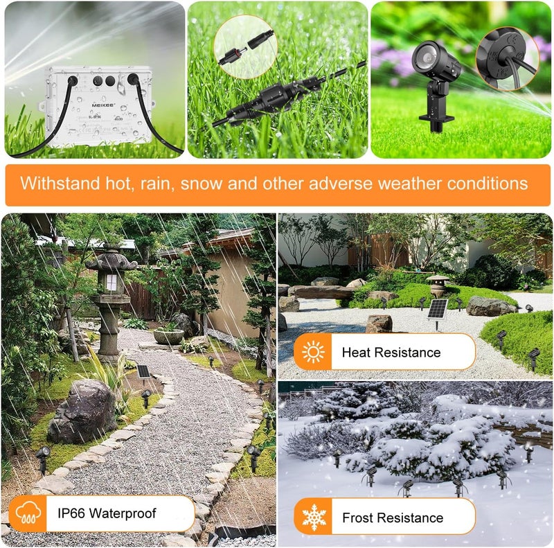 MEIKEE 4 in 1 Solar Garden Light Color Temperature Changing with Remote Control Spotlight Outdoor 3 Colors Adjustable Brightness IP66 Waterproof Solar Light with Timer for Gardens Shrubs Trees Statues - Image 5