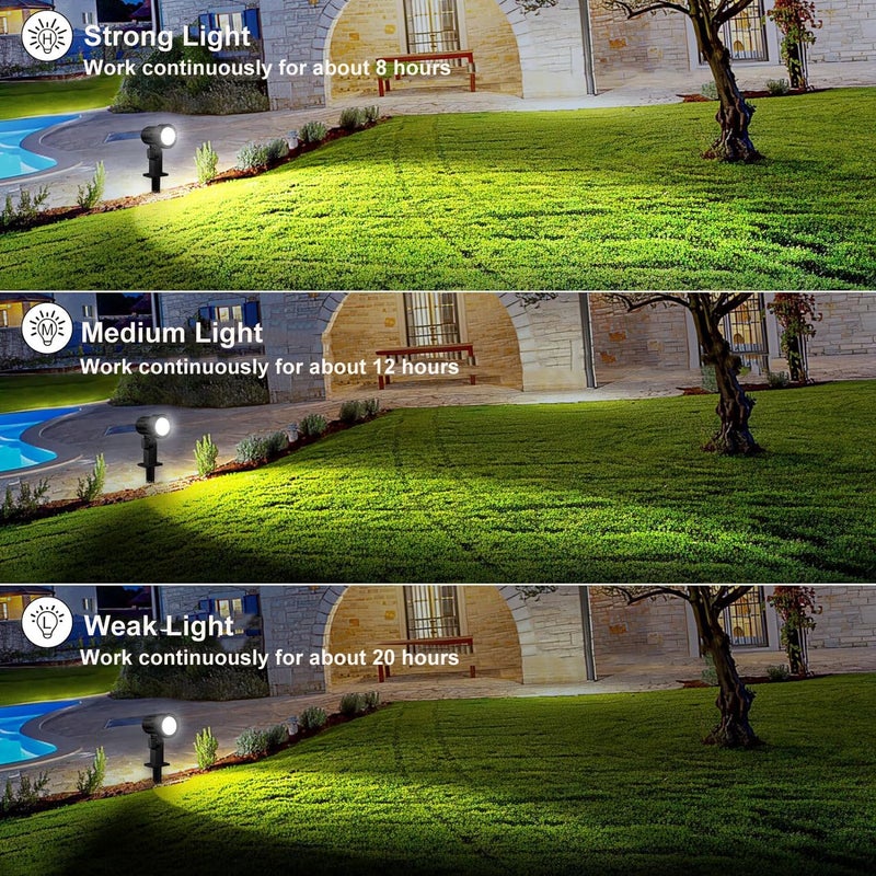 MEIKEE 4 in 1 Solar Garden Light Color Temperature Changing with Remote Control Spotlight Outdoor 3 Colors Adjustable Brightness IP66 Waterproof Solar Light with Timer for Gardens Shrubs Trees Statues - Image 4