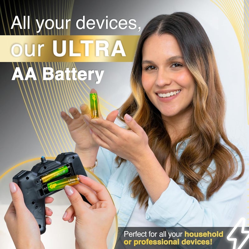 GP Ultra AA Batteries 40 Pack – 1.5V Alkaline Double A Batteries – 10-Year Shelf Life – Reliable Power for Toys, Remotes, Clocks & Devices – Ideal Battery Pack for High-Drain Household Electronics - Image 3
