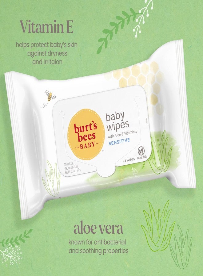 Burt's Bees Burt’s Bees Baby Wipes, Unscented Natural for Sensitive Skin with Aloe and Vitamin E - 72 Baby Wipes - 10 Pack - Image 3