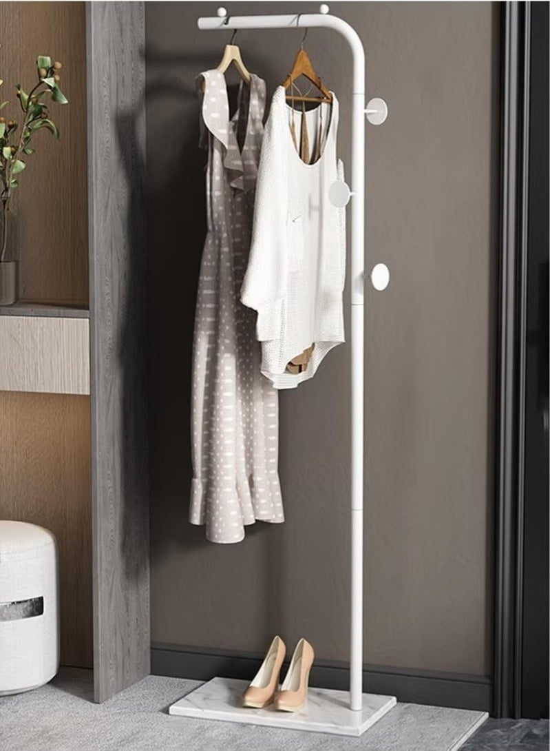 ميكسد حامل معاطف معدني قائم بذاته، حامل معاطف بثلاثة خطافات، حامل ملابس أسود بقاعدة من الرخام الطبيعي، حامل ملابس عصري للمدخل، غرفة المعيشة، غرفة النوم، المكتب (أبيض) - Image 1