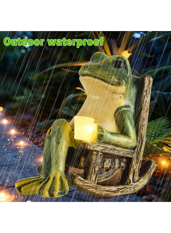 Soofam Solar Frog Figures Decoration, Animal Ornament With Solar Lamp, Outdoor Statue, Fairy Garden Accessories for Patio, Home, Lawn Decor Gift - Image 5