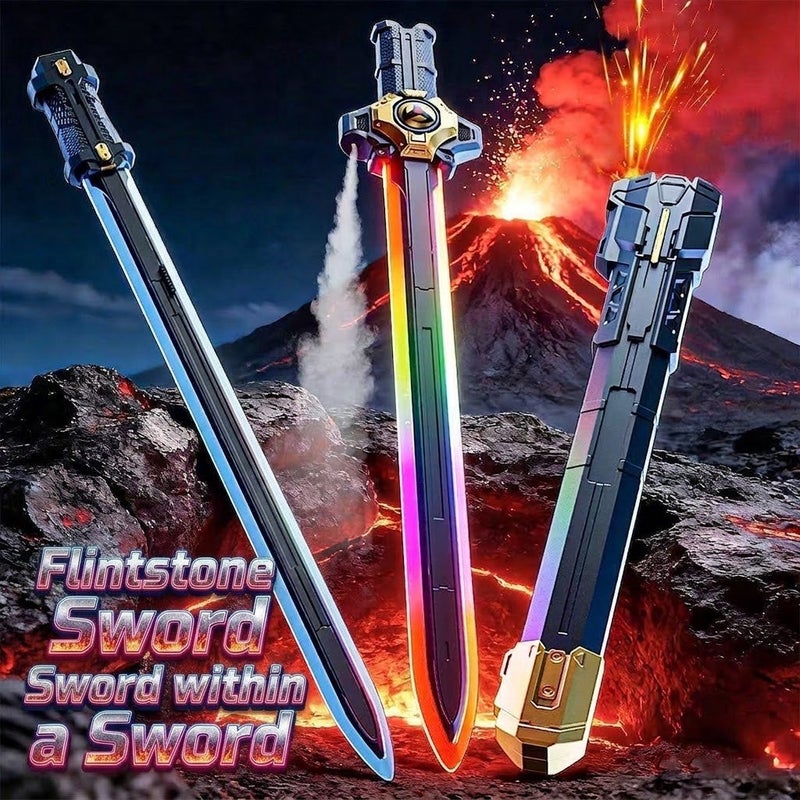 CME New Sword-in-Sword Spark Light Saber Colorful Streamer Light Two-in-One Rechargeable Spray Laser Sword Children's Toy for Boys - Image 1