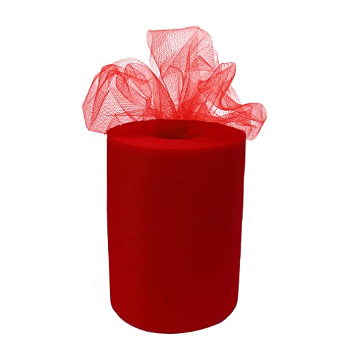 GiftWrap Etc. Red Tulle Ribbon Christmas Decor  6 x 100 Yards Fabric Netting Decoration Wreath Garland Swag Veil Streamers Gift Wrapping Bows Fall Christmas Valentines Day