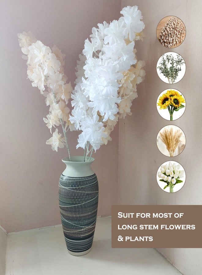 HUBUISH Ceramic Rustic Farmhouse Vase, 12.6" Large Vintage Flower vase for Home Decor, Tall Boho Textured Vases for Living Room, Table, Mantel, Shelf and Centerpieces Decor and Housewarming (C) - Image 2