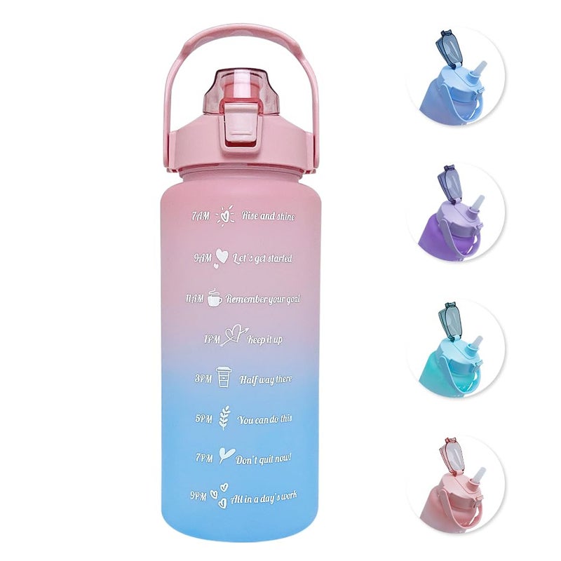 EITMOW 64 oz Large Capacity Water Bottle with Motivational Time Markers and Straw, Portable, Leakproof, BPA Free for Fitness, Gym and Outdoor Sports. (Pink) - Image 1