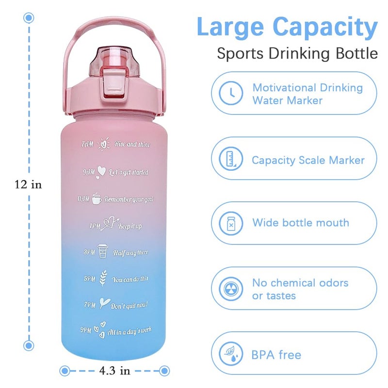 EITMOW 64 oz Large Capacity Water Bottle with Motivational Time Markers and Straw, Portable, Leakproof, BPA Free for Fitness, Gym and Outdoor Sports. (Pink) - Image 2