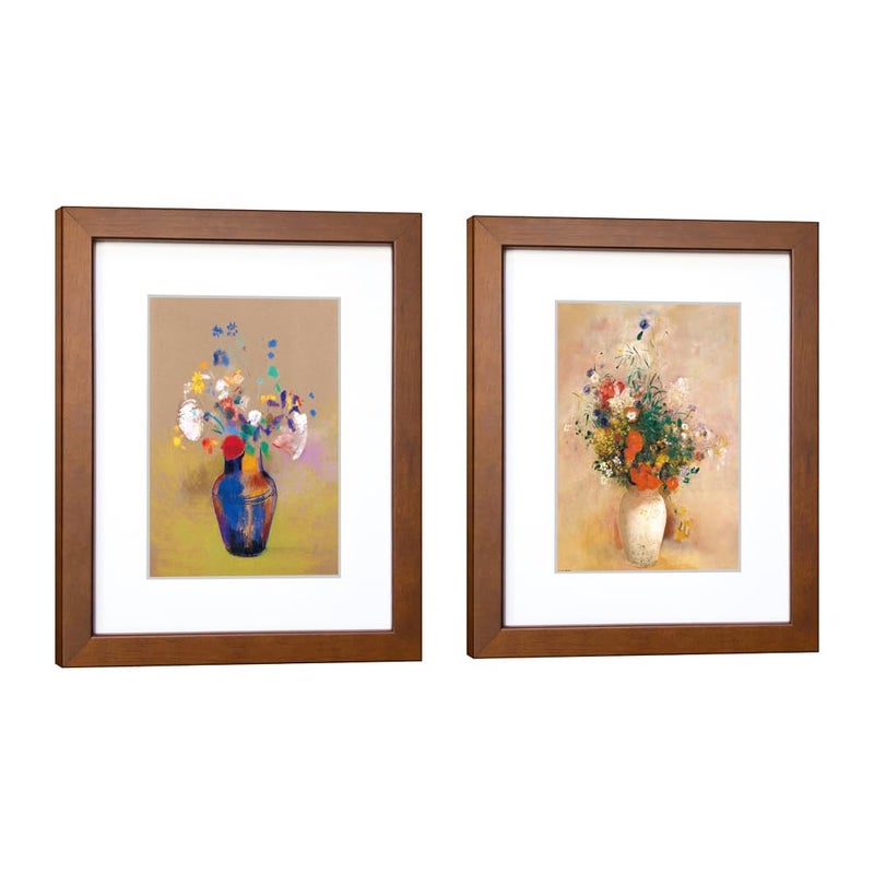 DEKWINN 11x14 Picture Frame Set of 2 Made of Solid Wood with Real Glass for Pictures 8x10 with Mat or 11x14 Without Mat Wall Mount or Tabletop Gallery Photo Frames Brown