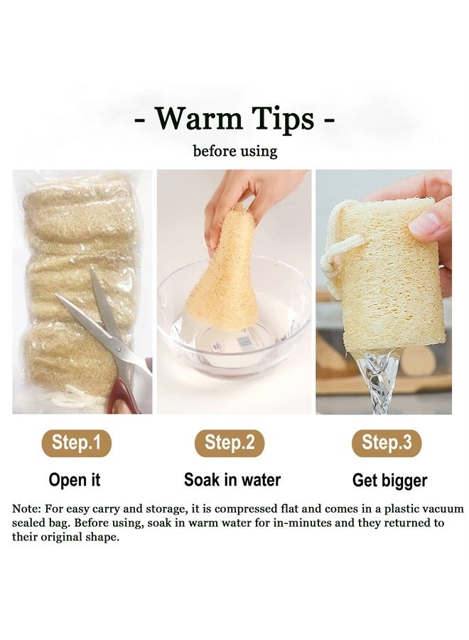 FRTIM Natural Loofah Sponge Shower Organic Luffa Exfoliating Bath Loofa Body Scrubber for Men Women Adults Back Face Skin SPA Care - 6 Pieces - Image 3
