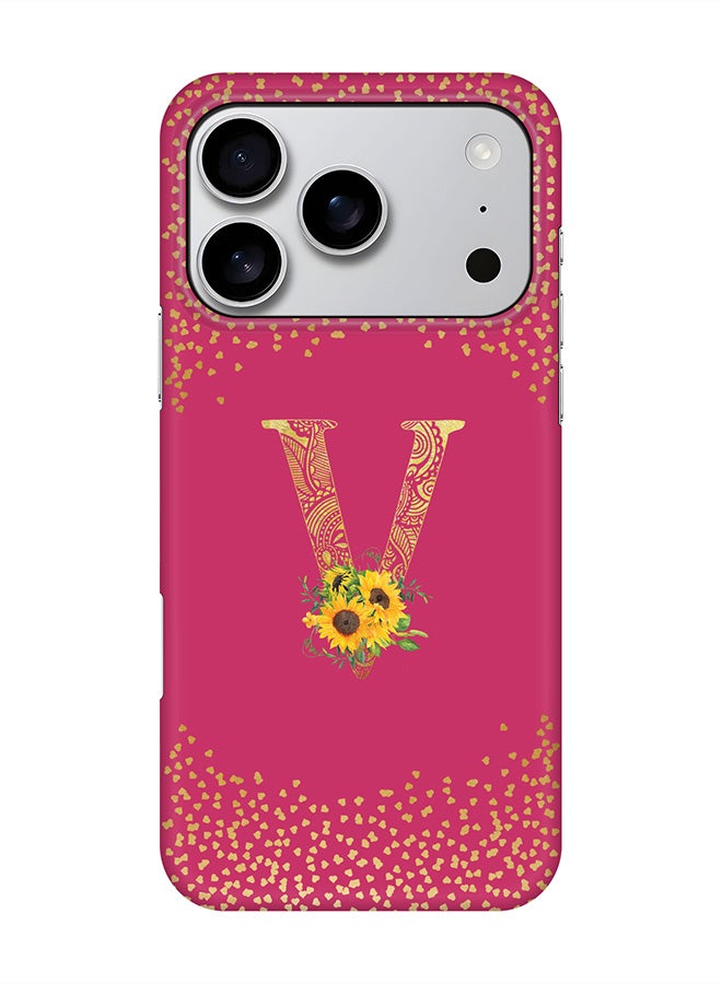 Stylizedd For iPhone 17 Pro,Case, [Compatible with MagSafe] Magnetic cover Slim fit Protection Matte, - Custom Floral Monogram - V ( Deep Pink )