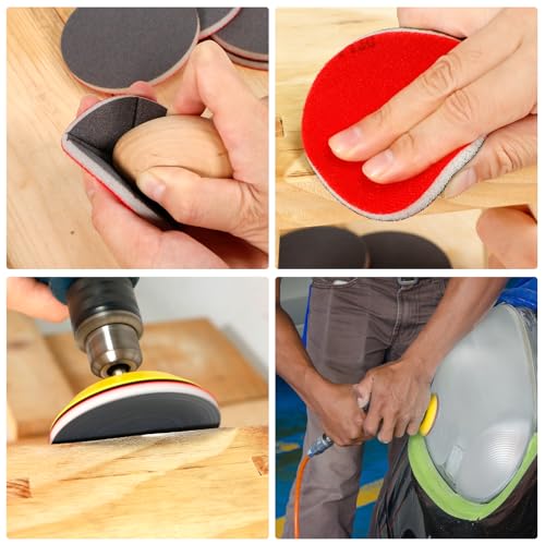 Pukamam 48 Pcs 3 inch Sanding Sponge Disc Set, 80-3000 Grit Hook and Loop Foam Sanding Pads, Washable Reusable Sandpaper Assortment for Wood, Metal, Auto, Wet Dry Finishing - Image 4