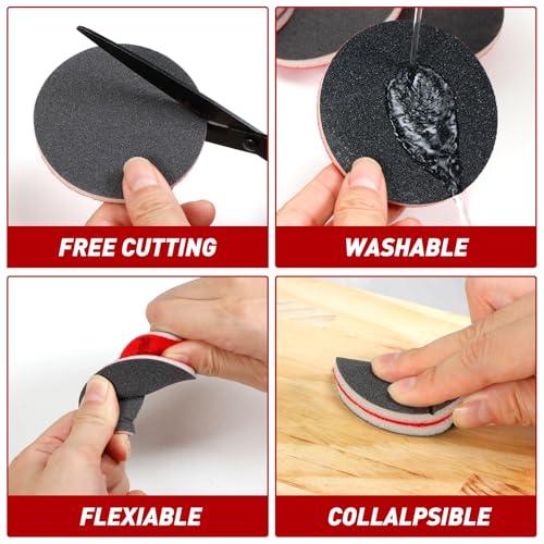 Pukamam 48 Pcs 3 inch Sanding Sponge Disc Set, 80-3000 Grit Hook and Loop Foam Sanding Pads, Washable Reusable Sandpaper Assortment for Wood, Metal, Auto, Wet Dry Finishing - Image 3