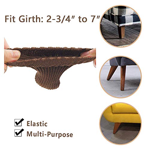 OEEKOI 24 PCS Furniture Leg Knitted Protector - Chair Leg Floor Protectors for Avoid Scratches, Furniture Leg Socks for Moving Easily and Reduce Noise, Brown - Image 3