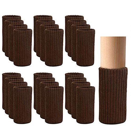 OEEKOI 24 PCS Furniture Leg Knitted Protector - Chair Leg Floor Protectors for Avoid Scratches, Furniture Leg Socks for Moving Easily and Reduce Noise, Brown - Image 1