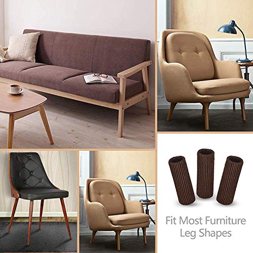OEEKOI 24 PCS Furniture Leg Knitted Protector - Chair Leg Floor Protectors for Avoid Scratches, Furniture Leg Socks for Moving Easily and Reduce Noise, Brown - Image 4
