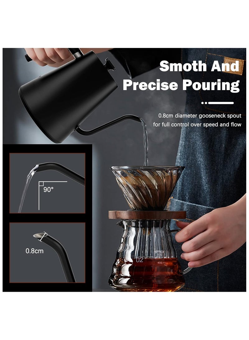 كادراما غلاية كهربائية بزاوية 1000 مل، غلاية لصب القهوة والشاي، تسخين سريع 1200 واط، تحكم في درجة الحرارة مع شاشة رقمية، من الفولاذ المقاوم للصدأ 304، وظيفة الحفاظ على الدفء، باللون الأسود غير اللامع. - Image 5