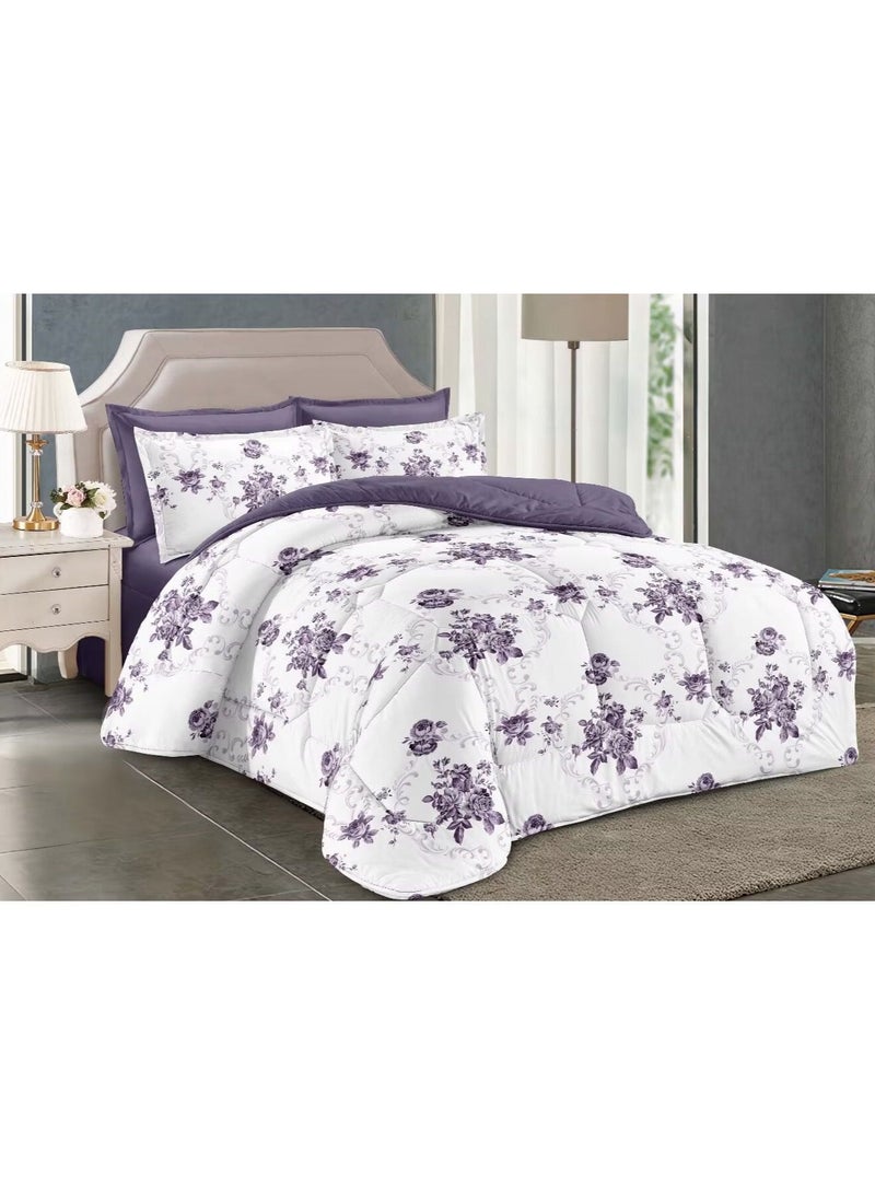 AL RAID King Size Duvet Cover Set 100% Microfibre, Luxuriously Soft 6 Piece King Size Bedsheet 1xDuvet Cover 220x240cm, 1xFitted Sheet 200x200+30cm, 4xPillow Case 50x75cm 
