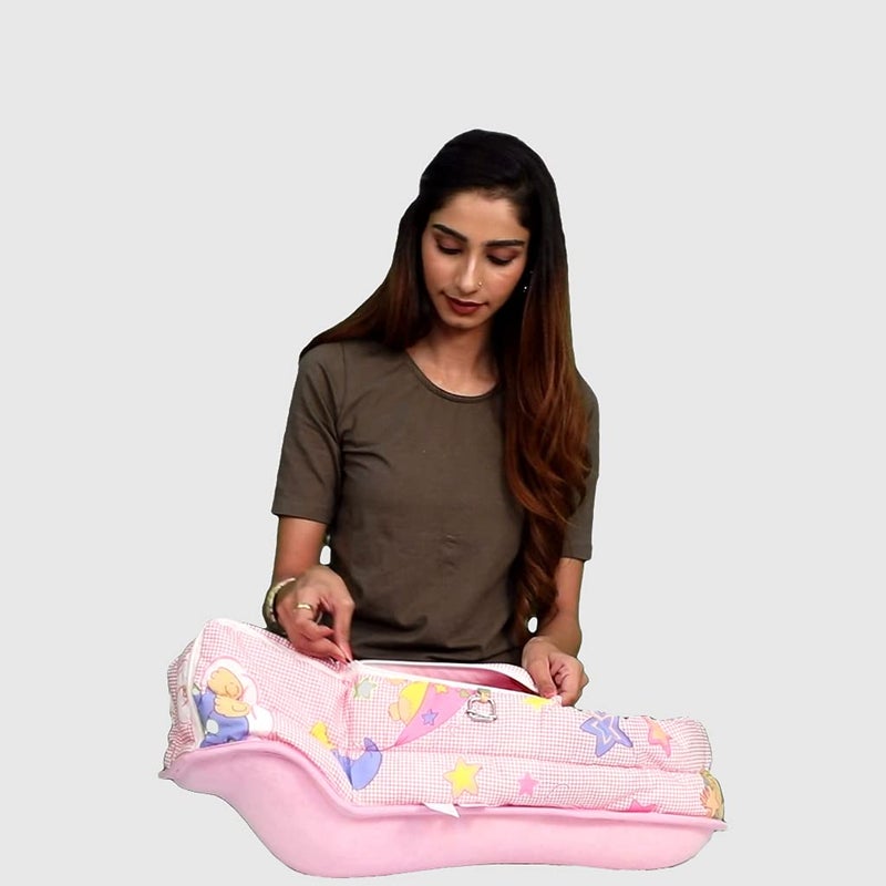 HOOPA وسادة هووبا 2 في 1 مغطاة ببطانية (وردي) | وسادة رضاعة | وسادة للتمريض | وسادة للرضاعة الطبيعية | وسادة للأطفال - Image 5
