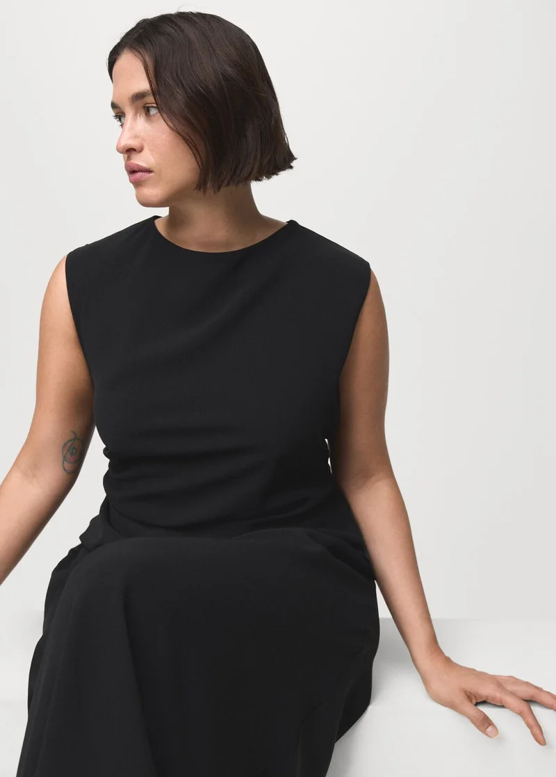 MANGO Ruched midi dress